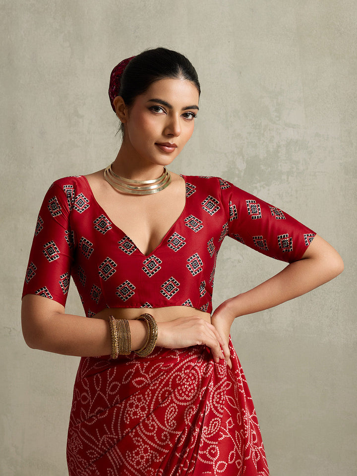 Printed Satin Saree