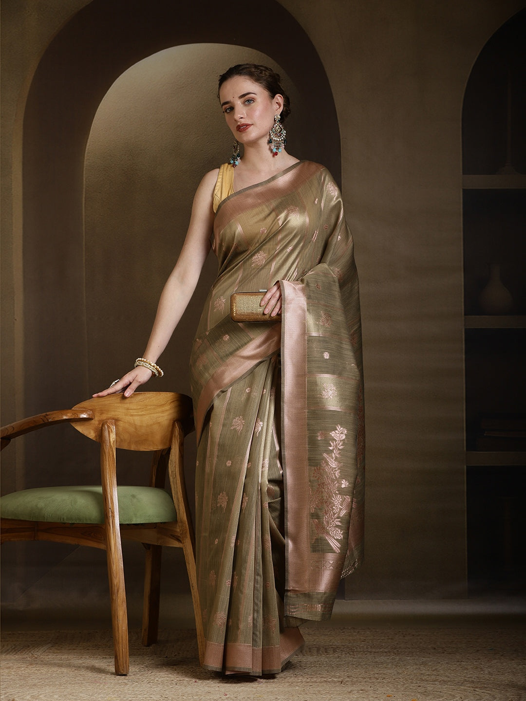Woven Design Linen Blend Saree