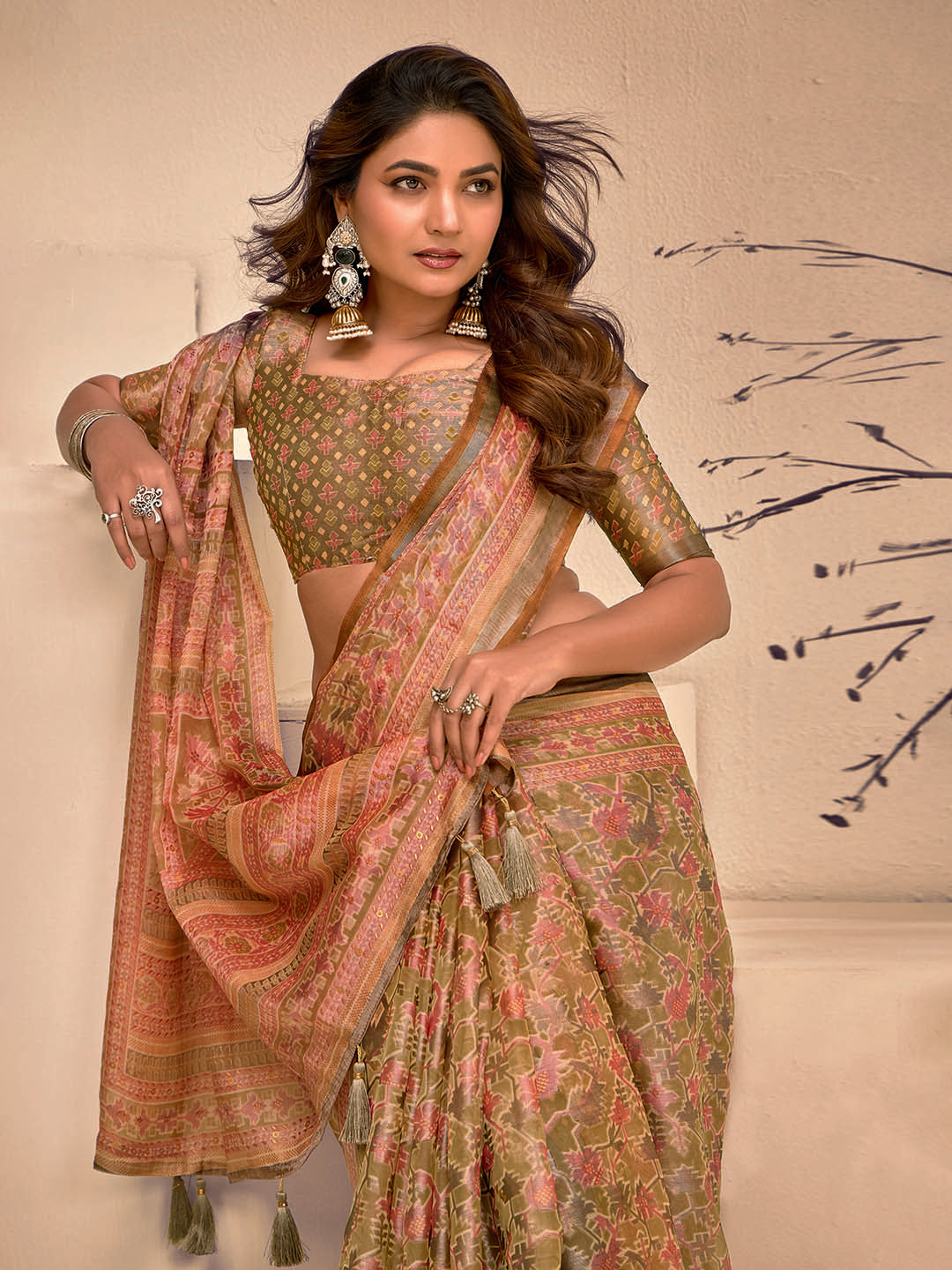 Abstract Printed Art Silk Saree