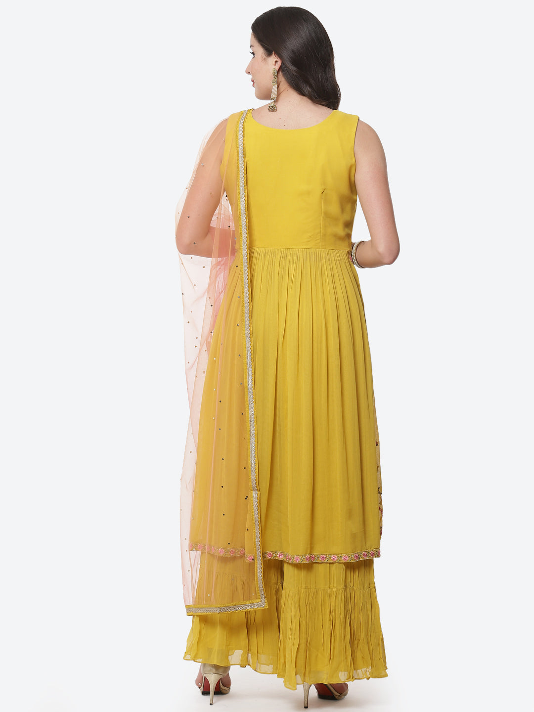 Resham Booti Georgette Stitched Anarkali Salwar Kameez With Net Dupatta