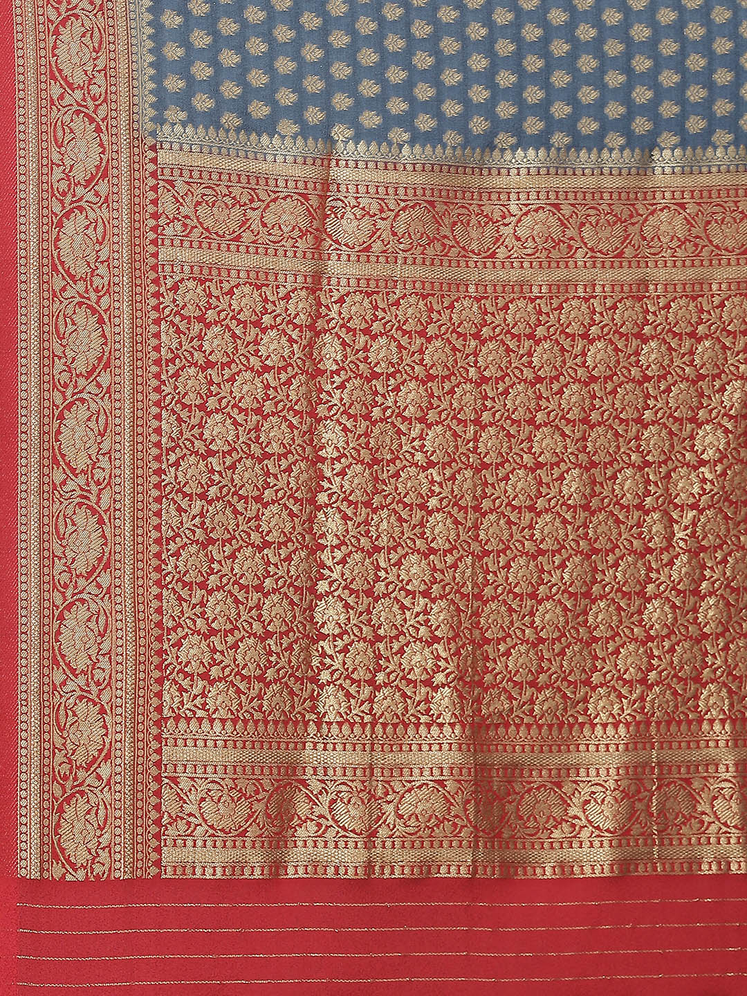 Zari Booti Crepe Plain Saree