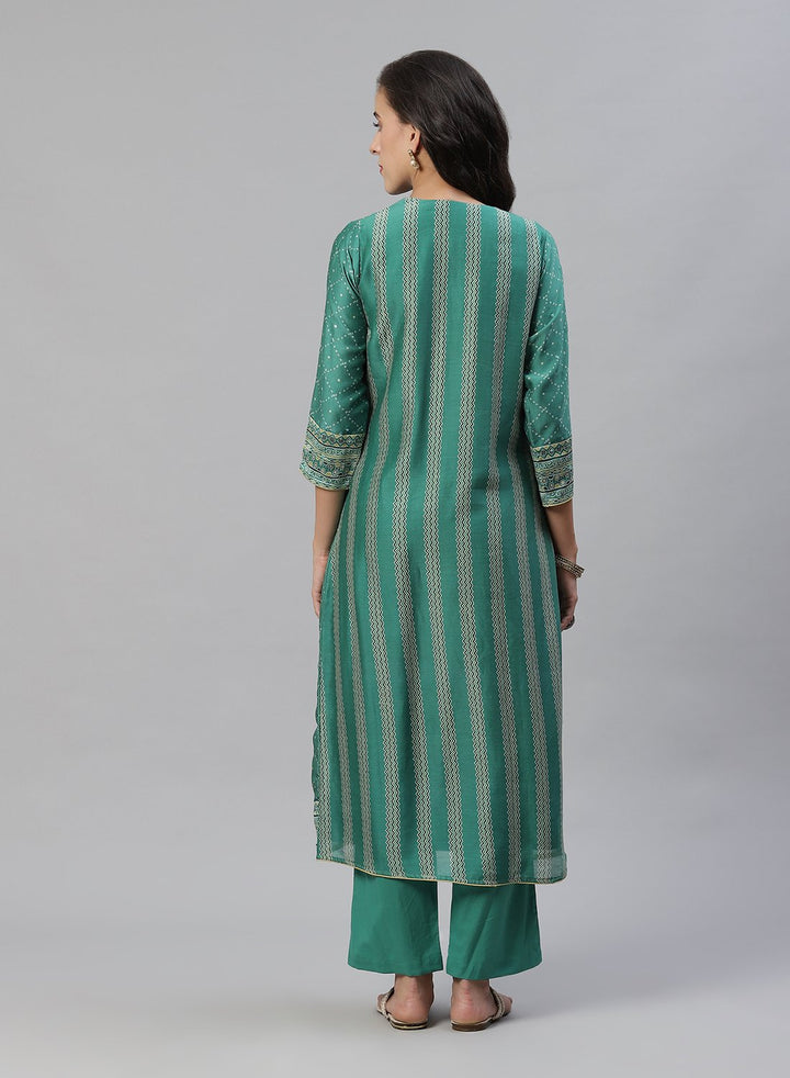 Printed Cotton Angrakha Kurti With Pant