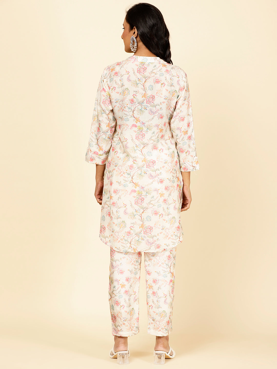 Floral Printed Muslin Kurti With Pants