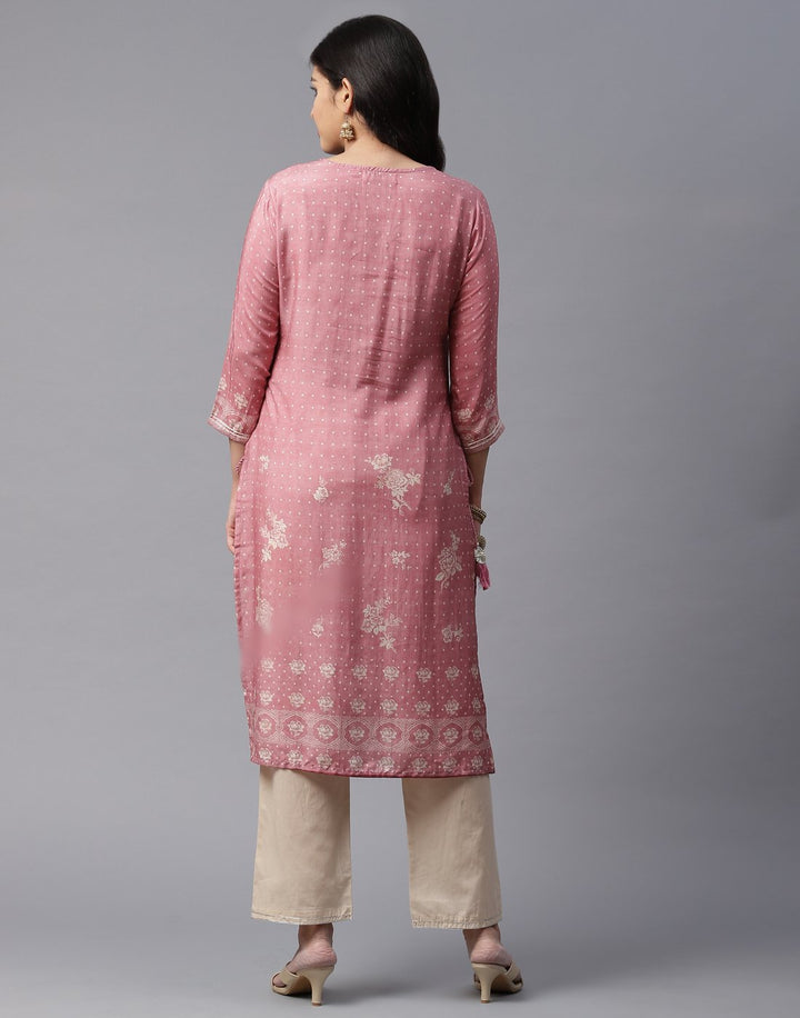 Yoke Embroidered Printed Kurti Pant Set