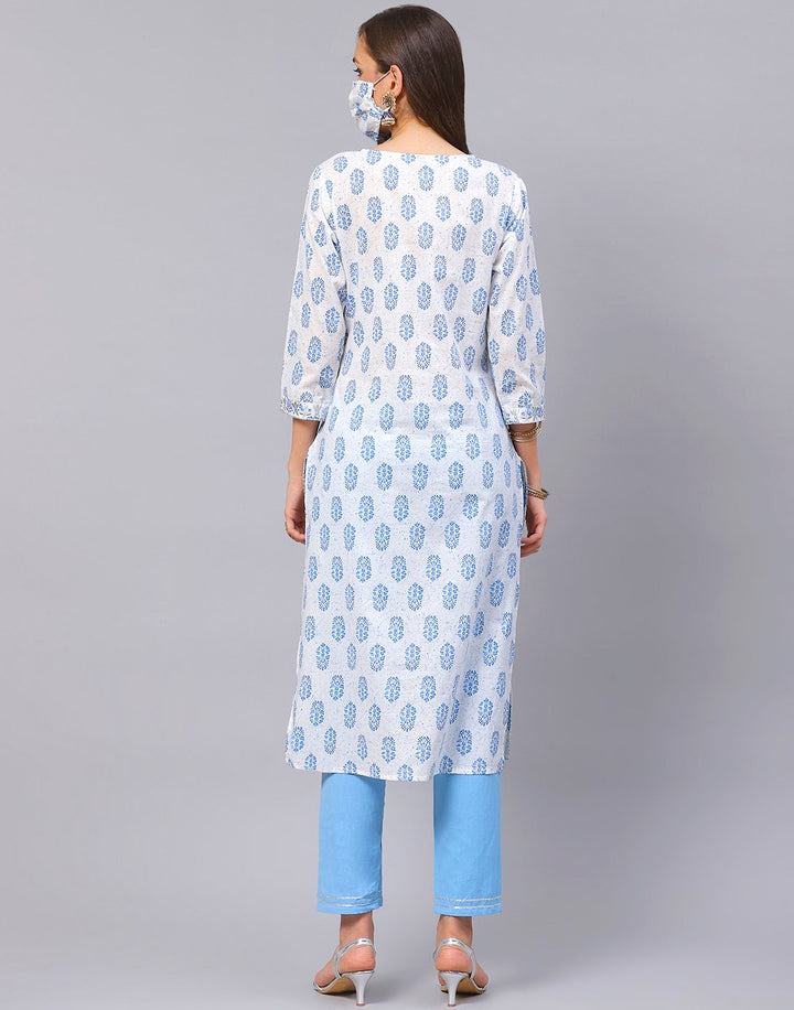 Straight Printed Cotton Salwar Kameez Stitched Suit