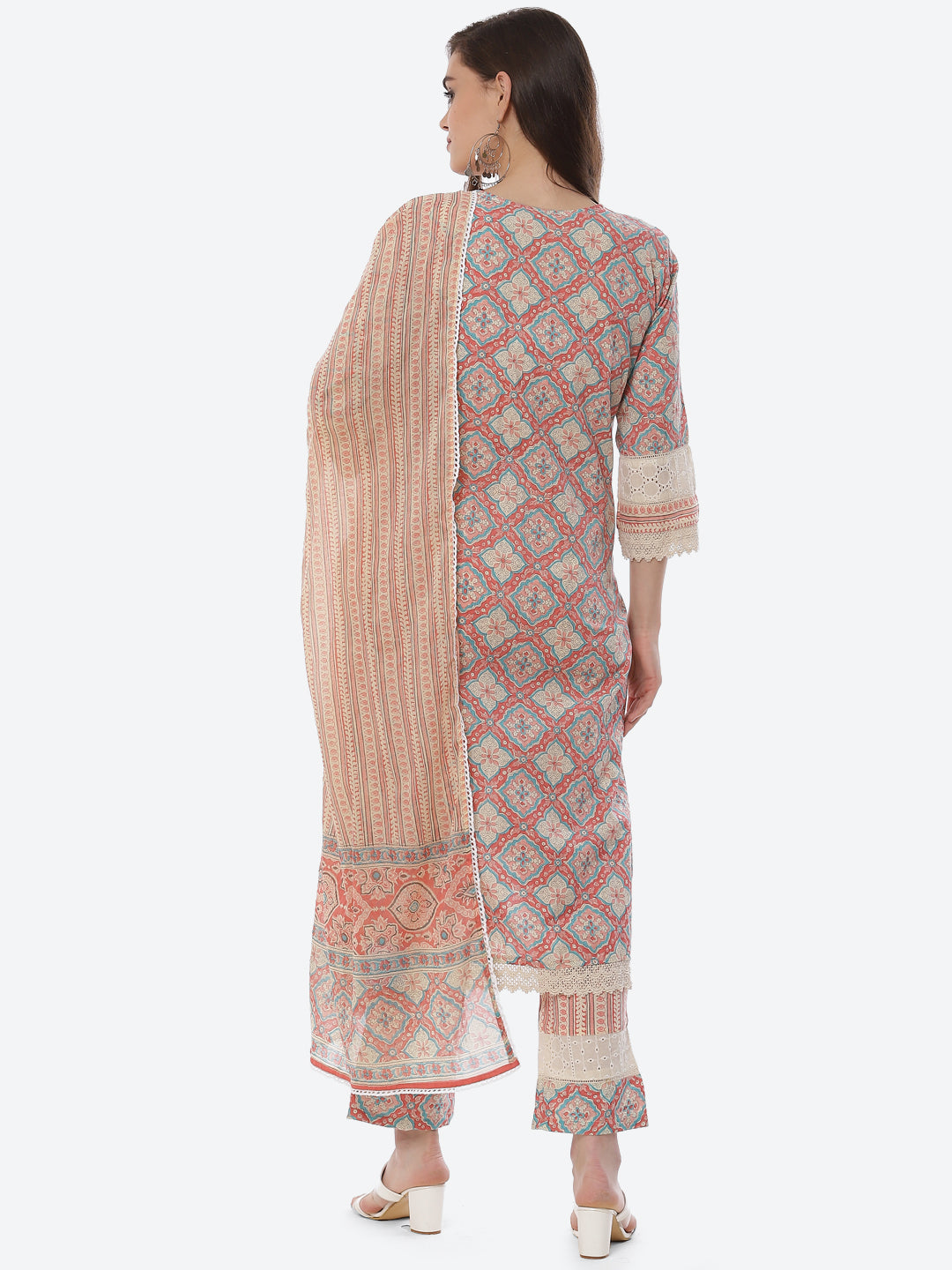 Printed Cotton Kurta With Pant &amp; Cotton Dupatta