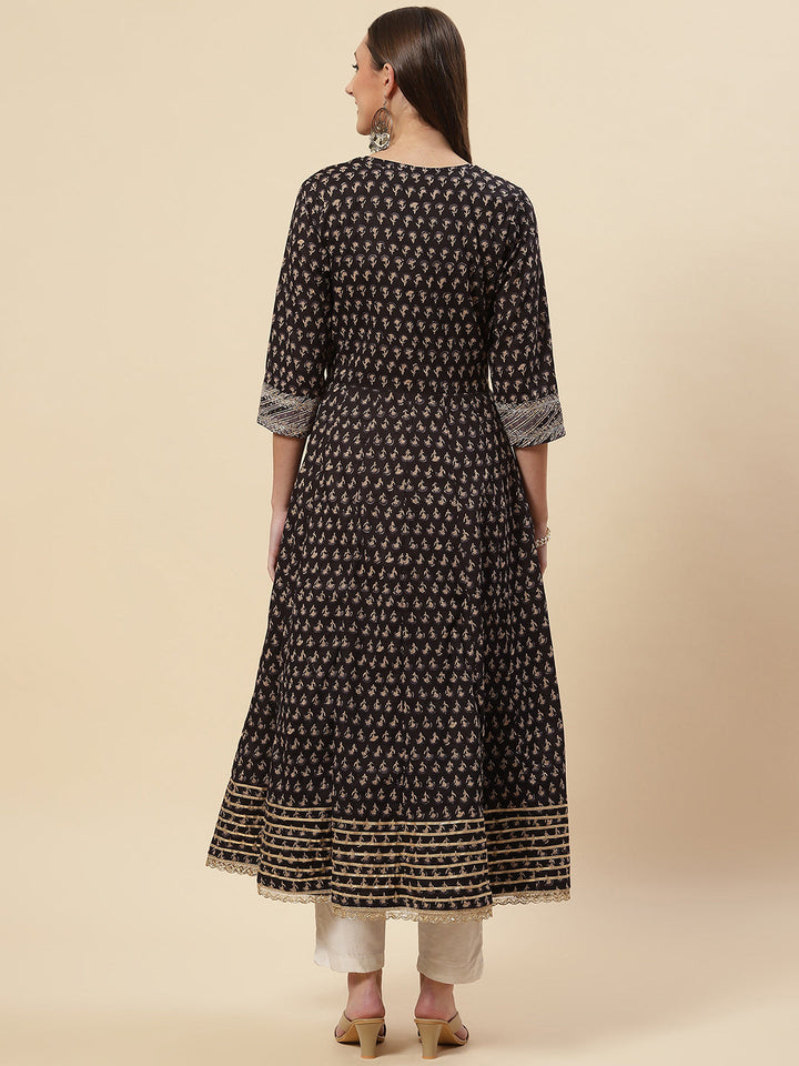 Printed Cotton Kurta With Jacket