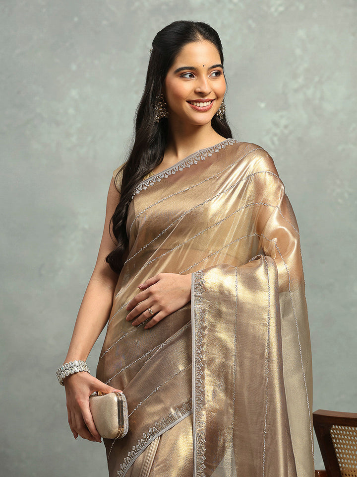 Stone Embellished Tissue Saree