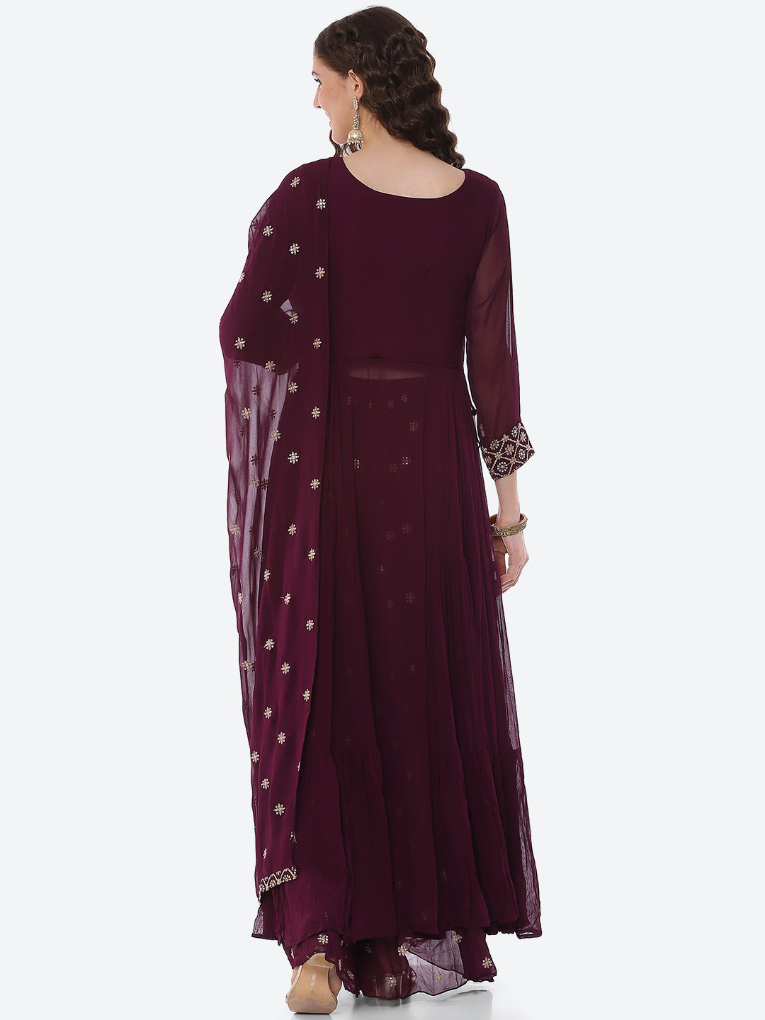 Sequin Georgette Kurta With Palazzo &amp; Dupatta