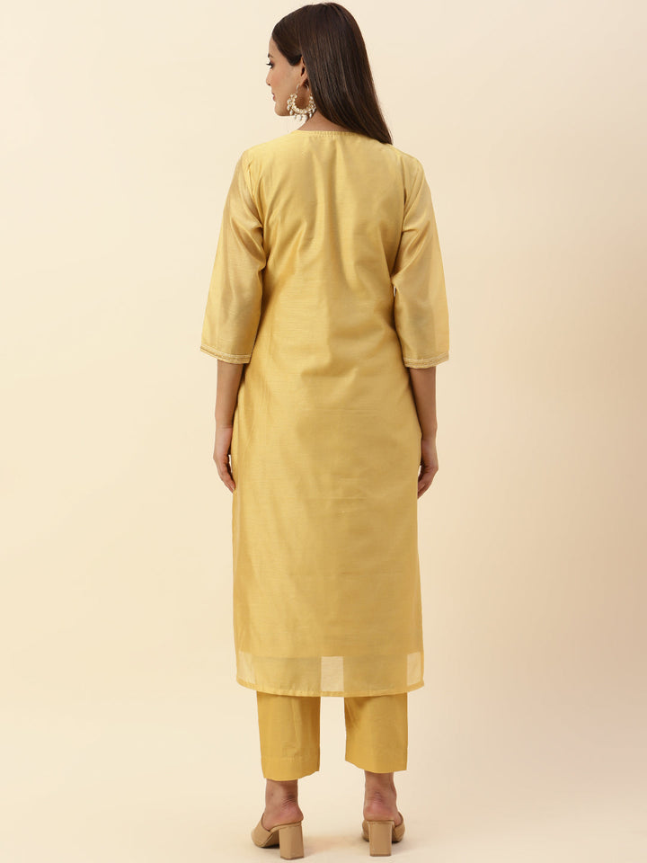 Embroidered Chanderi Kurta With Pants