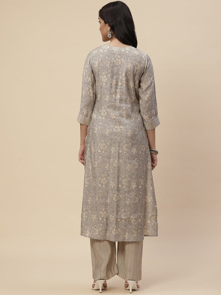 Printed Crepe Kurta With Palazzo