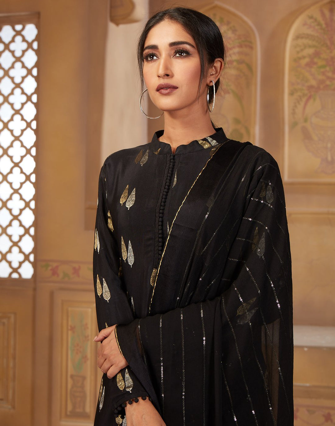 MBZ Meena Bazaar-Black Georgette Salwar Kameez
