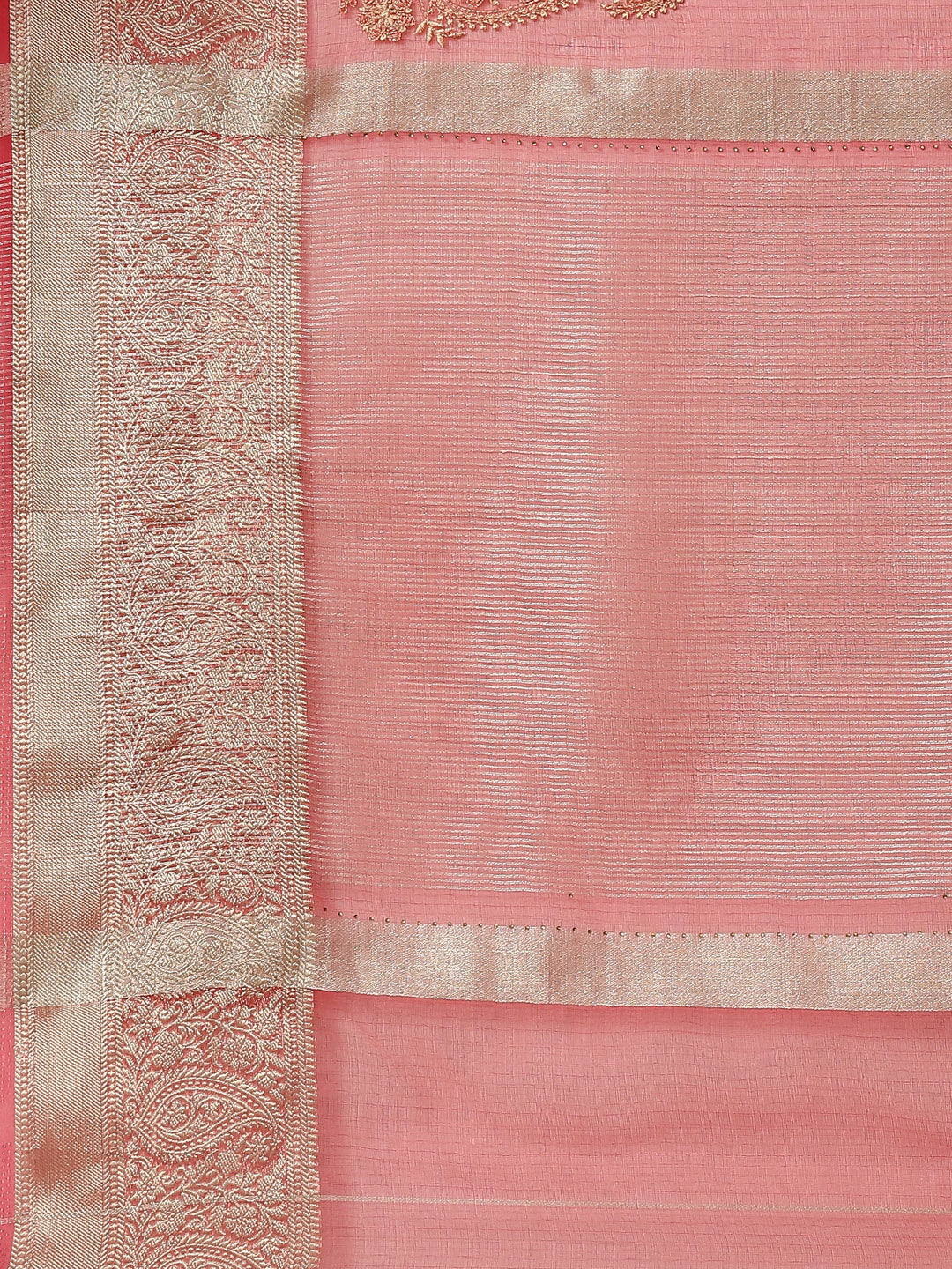 Embroidered Booti Organza Plain Saree