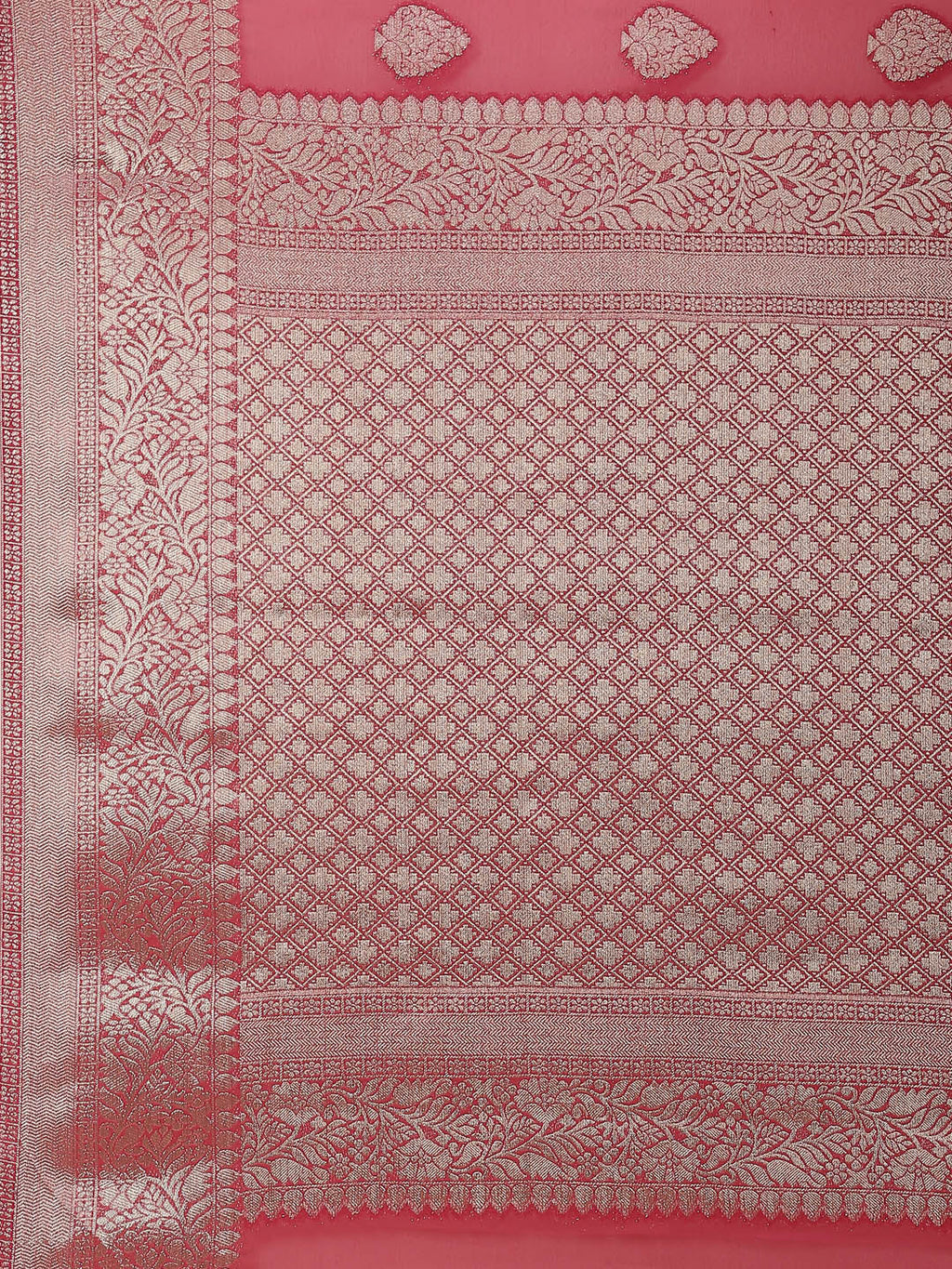 Zari Booti Chiffon Plain Saree