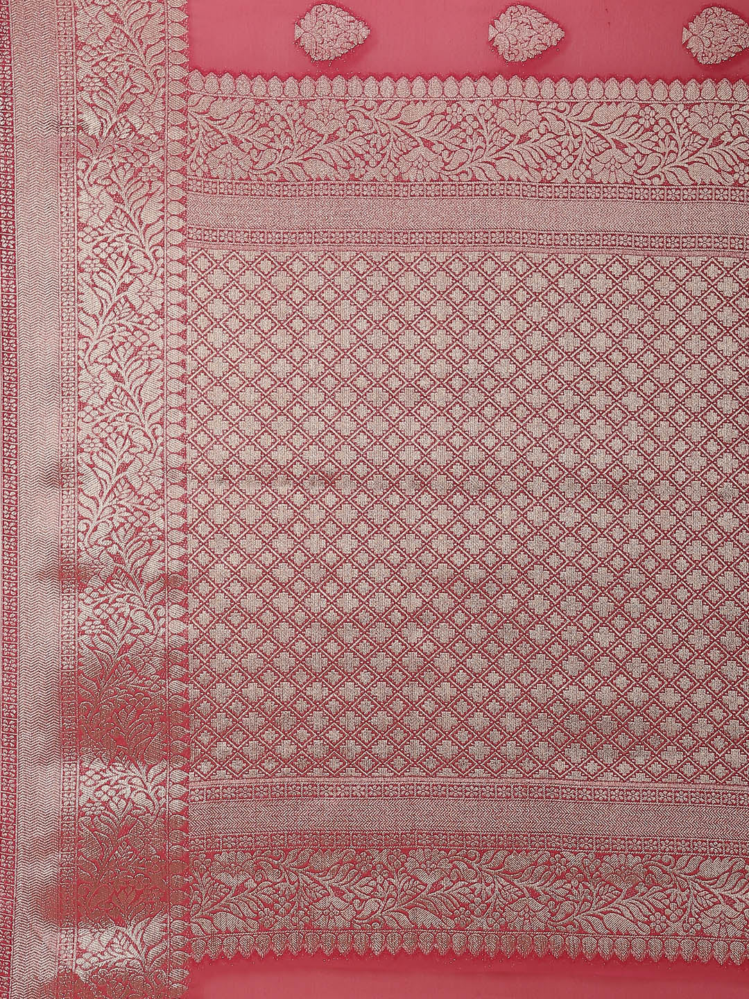 Zari Booti Chiffon Plain Saree