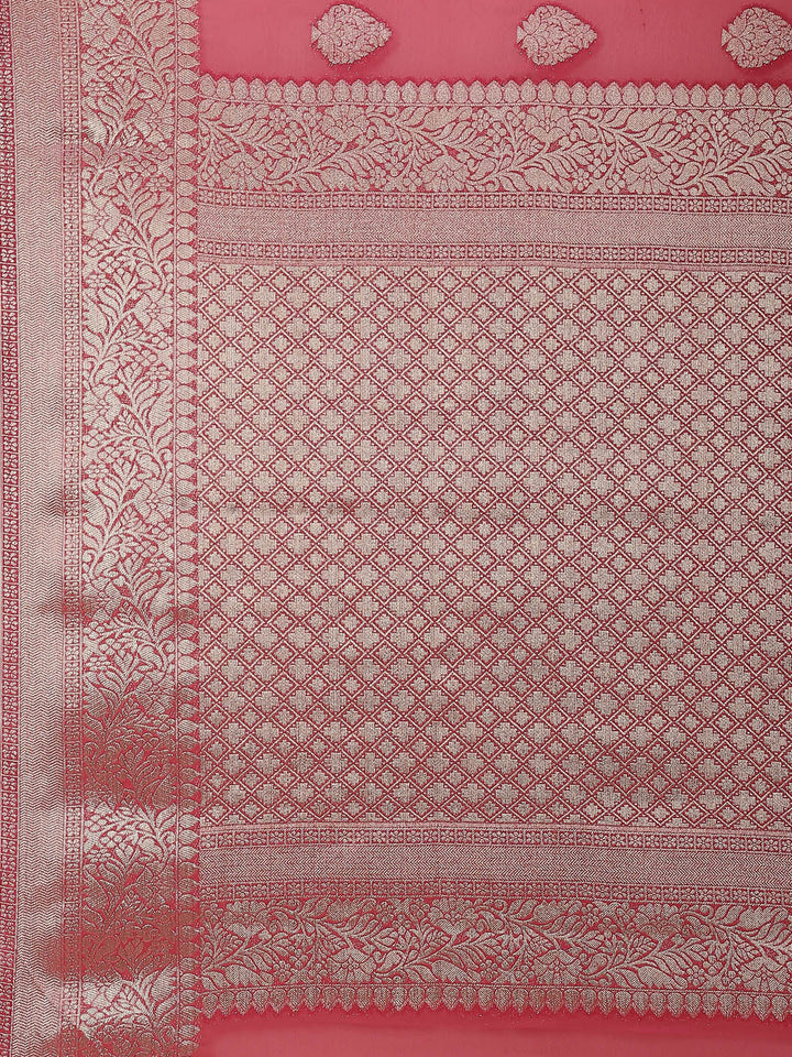 Zari Booti Chiffon Plain Saree