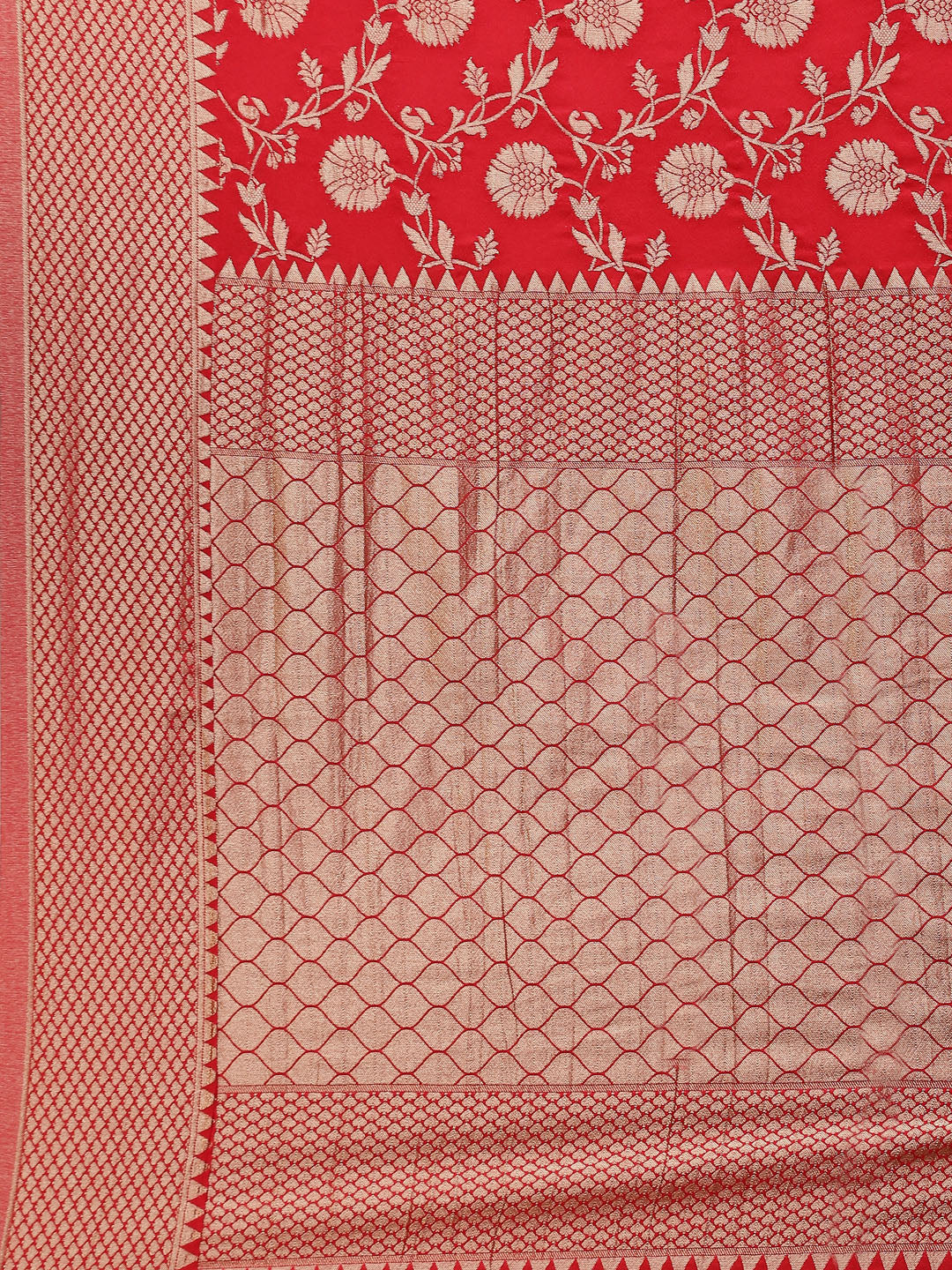 Floral Zari Border Booti Georgette Plain Saree