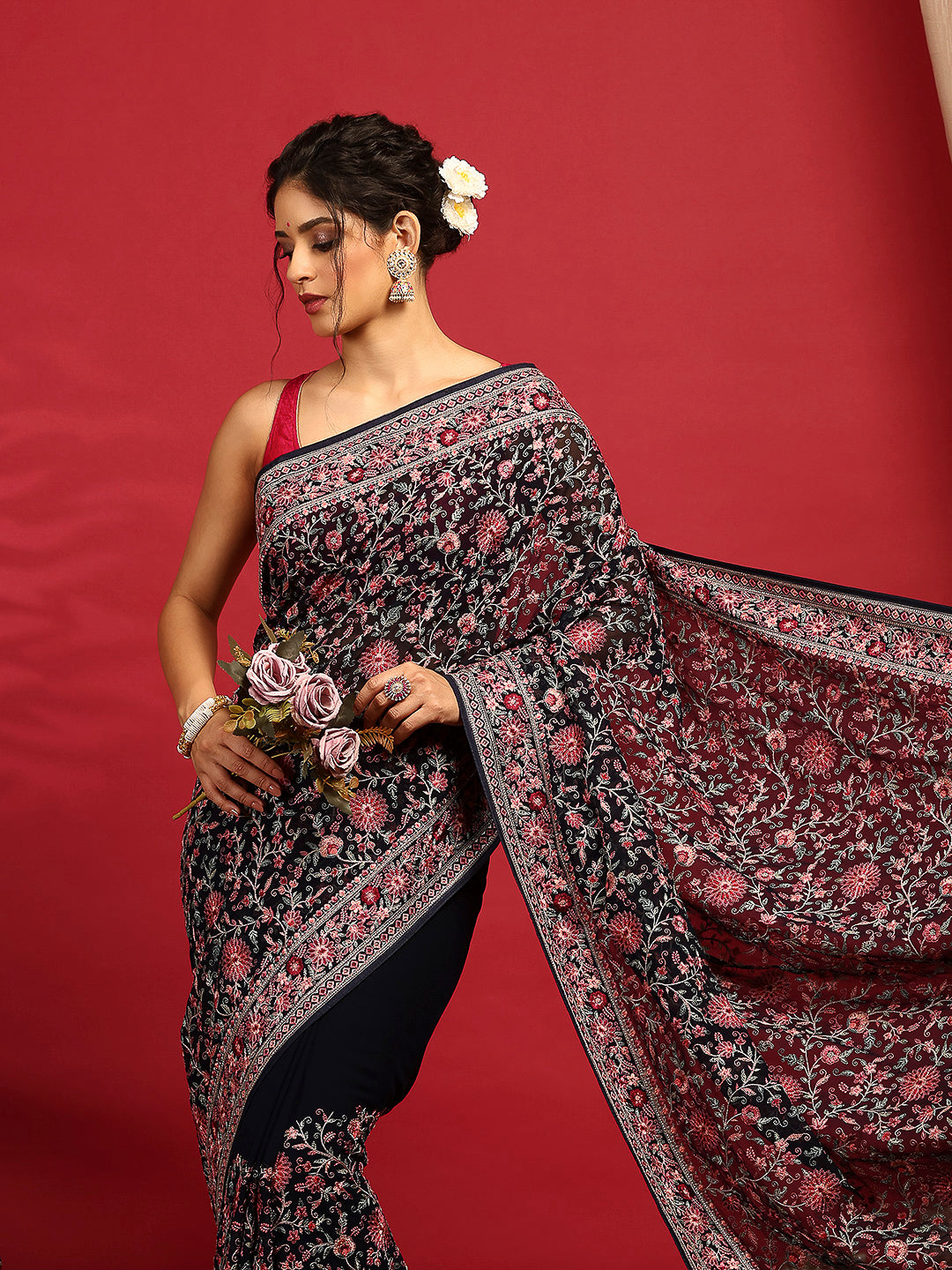 Embroidered Georgette Saree