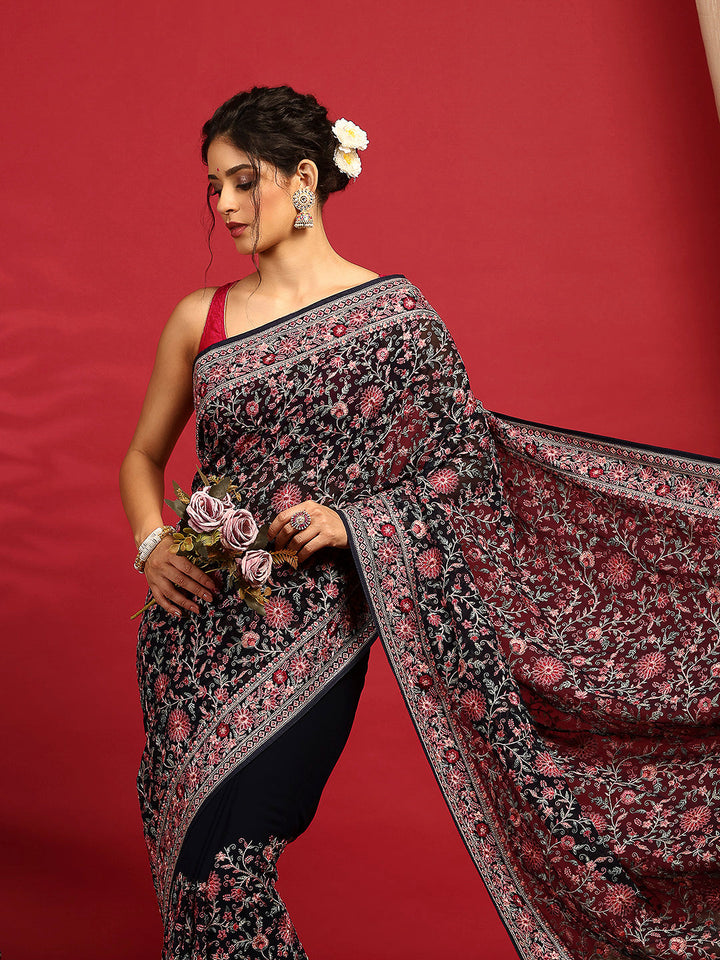 Embroidered Georgette Saree