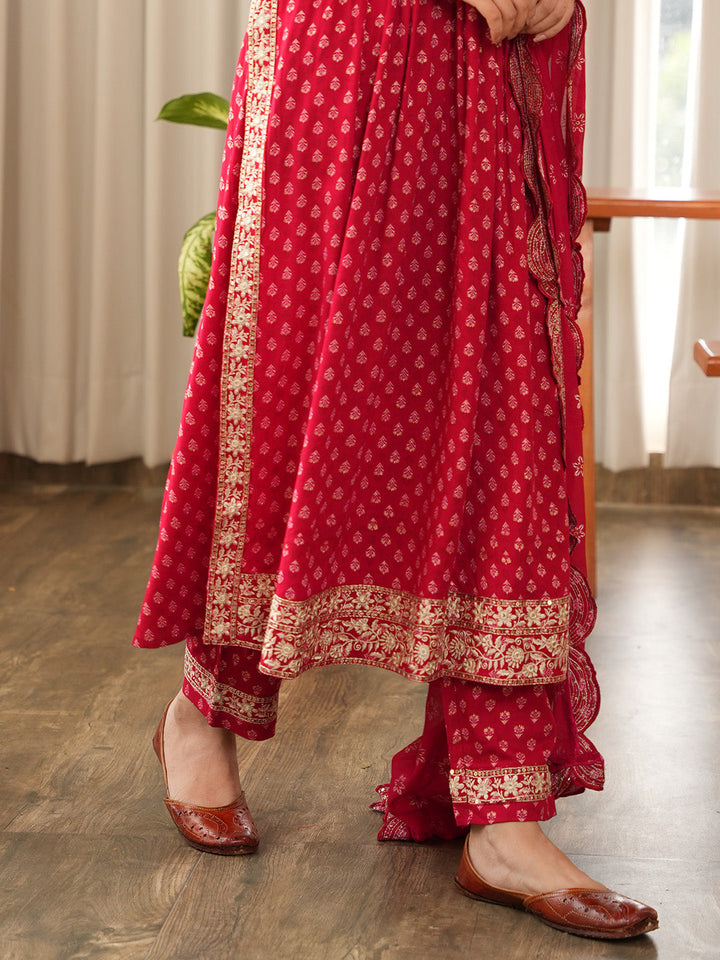 Resham Neck Booti Cotton Kurta With Pants &amp; Dupatta