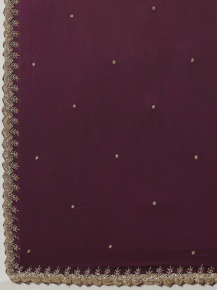 Cutdana Embroidered Chinnon Saree