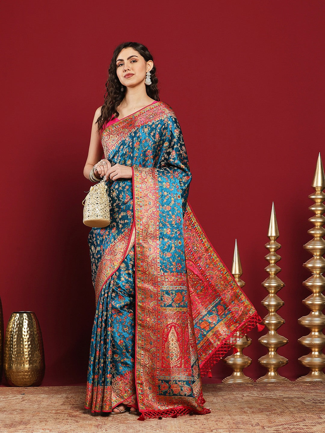 Woven Design Satin Saree