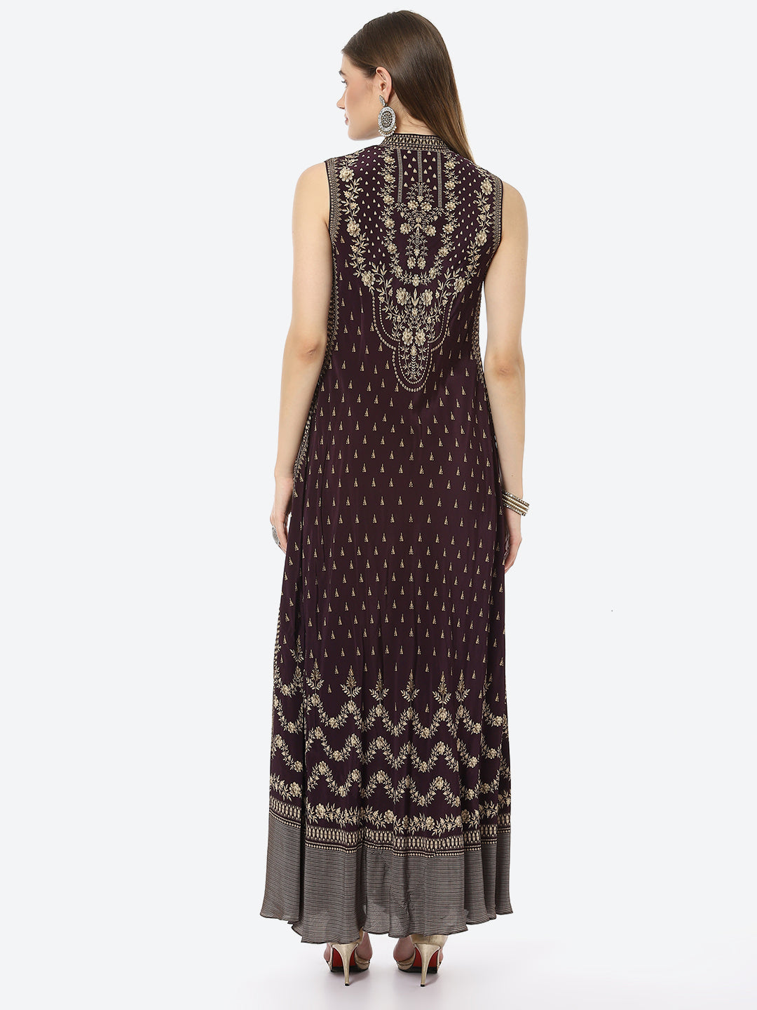 Digital Printed Crepe A-Line Gown Dress