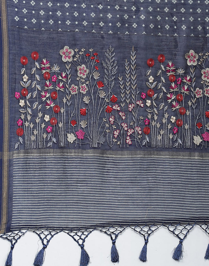 Printed Cotton Chanderi Saree