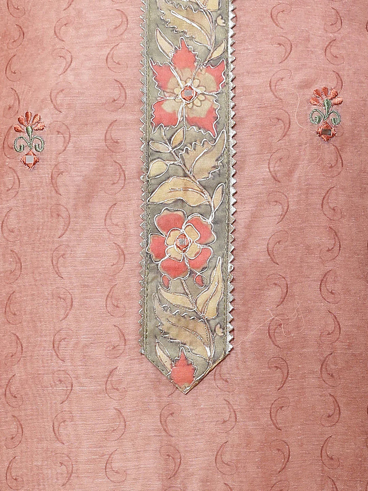 Printed Chanderi Unstitched Suit Piece With Dupatta