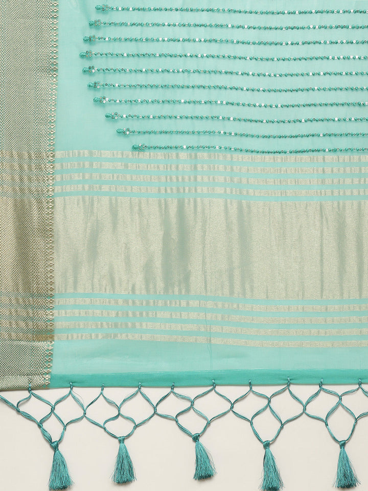 Sequin Organza Woven Saree