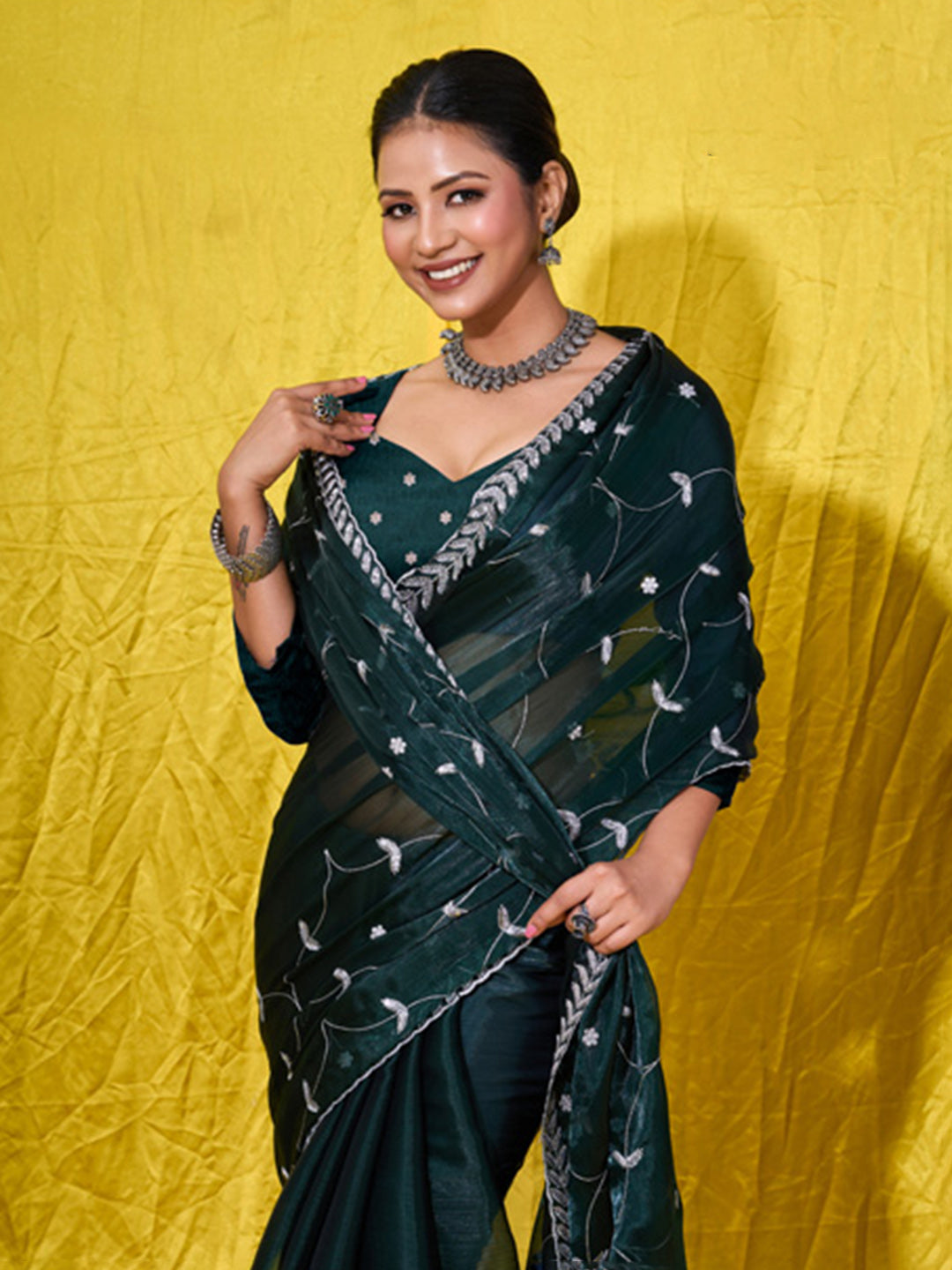 Embroidered Chiffon Saree