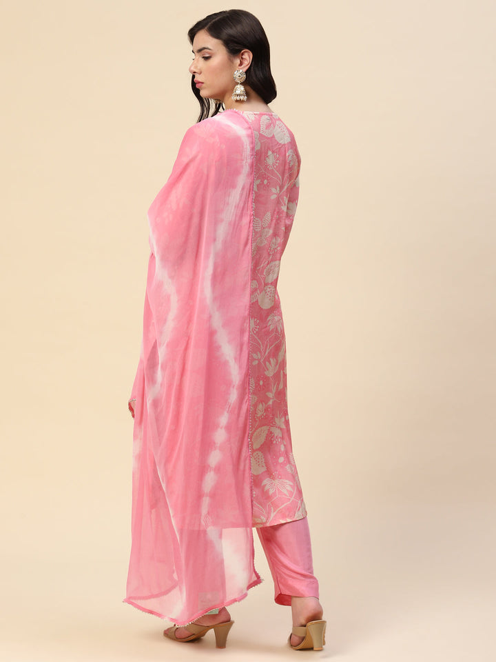 Printed Booti Cotton Kurta With Pants &amp; Dupatta