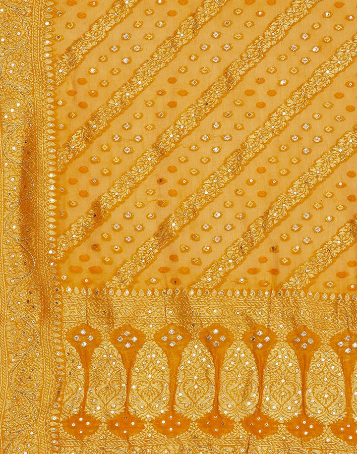 Embroidered Georgette Suit Piece With Bandhini Dupatta