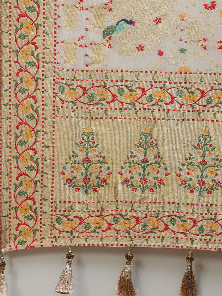 Brocade Zari Jaal Handloom Woven Saree