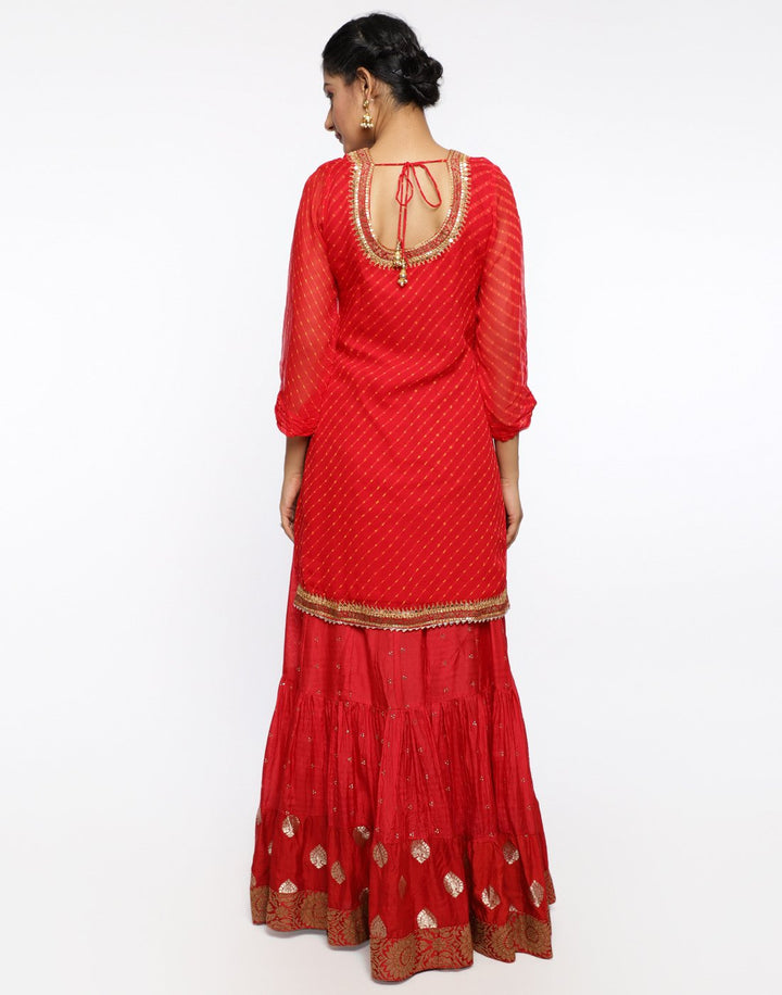 MBZ Meena Bazaar-Red Georgette Stitched Laacha