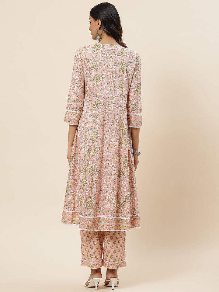 Floral Printed Cotton Kurta With Palazzo