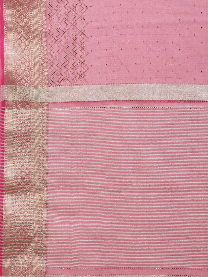 Stone Work Plain Organza Saree