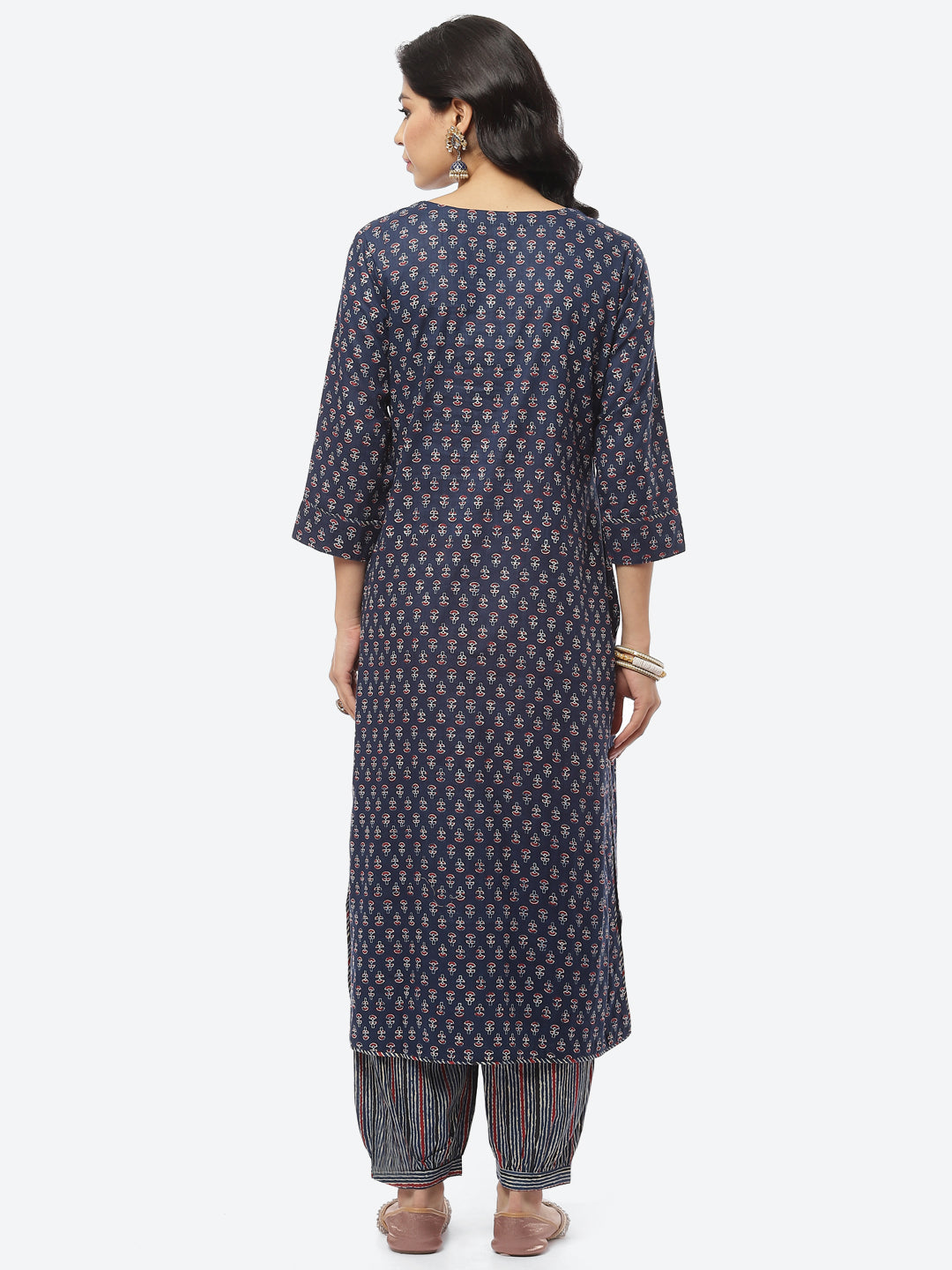 Printed Gota Work Cotton Kurti With Pant