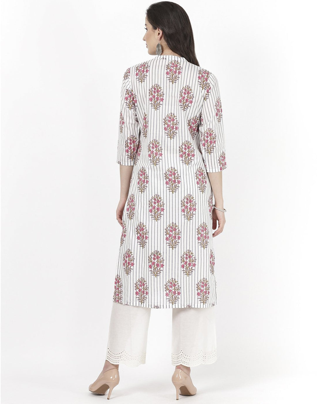 MBZ Meena Bazaar-Cream Cotton Kurti