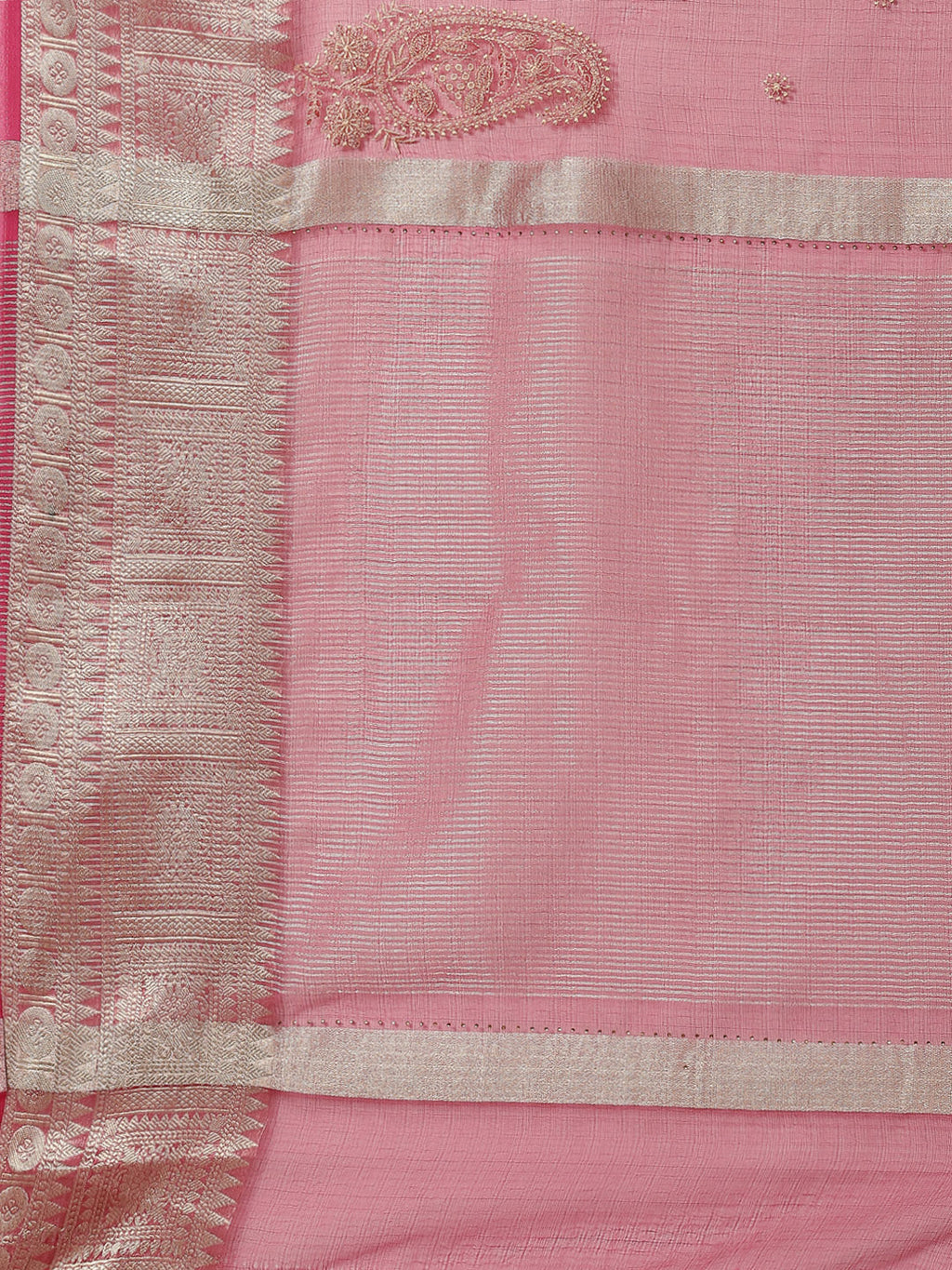 Embroidered Booti Organza Plain Saree