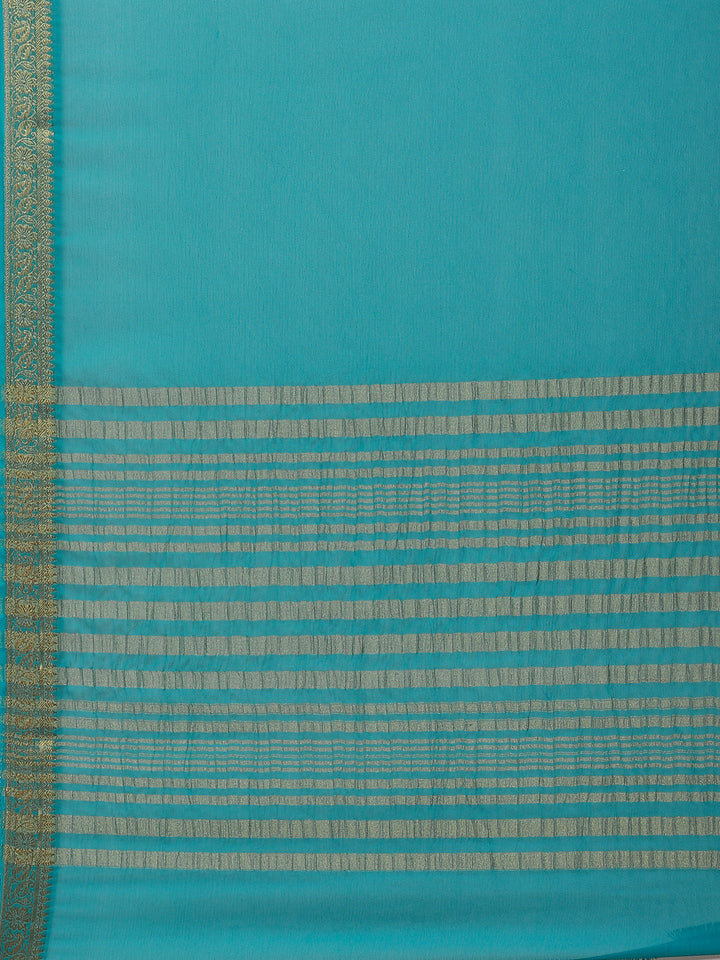 Piped Border Chiffon Plain Saree