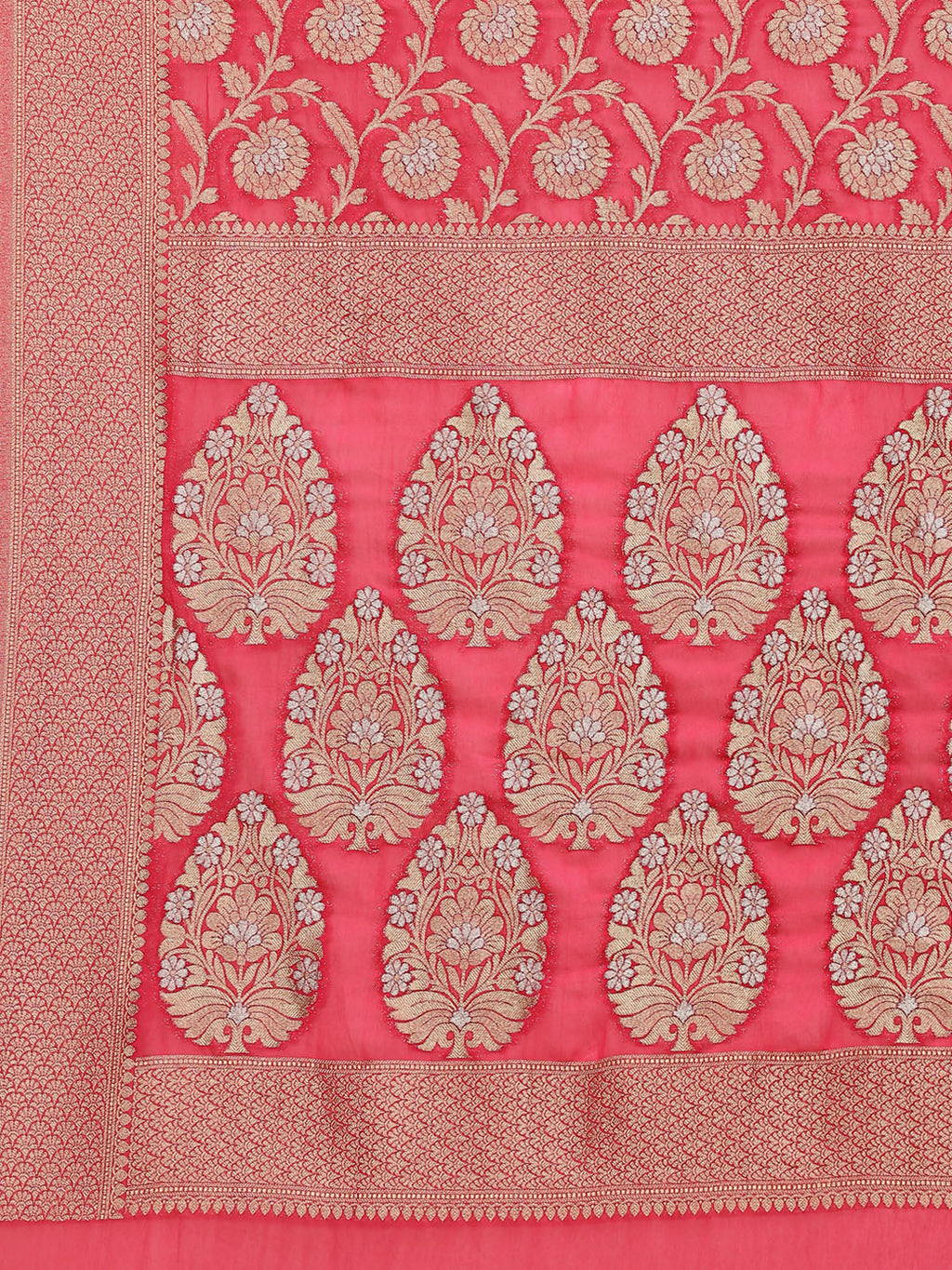 Floral Zari Jaal Georgette  Plain Saree