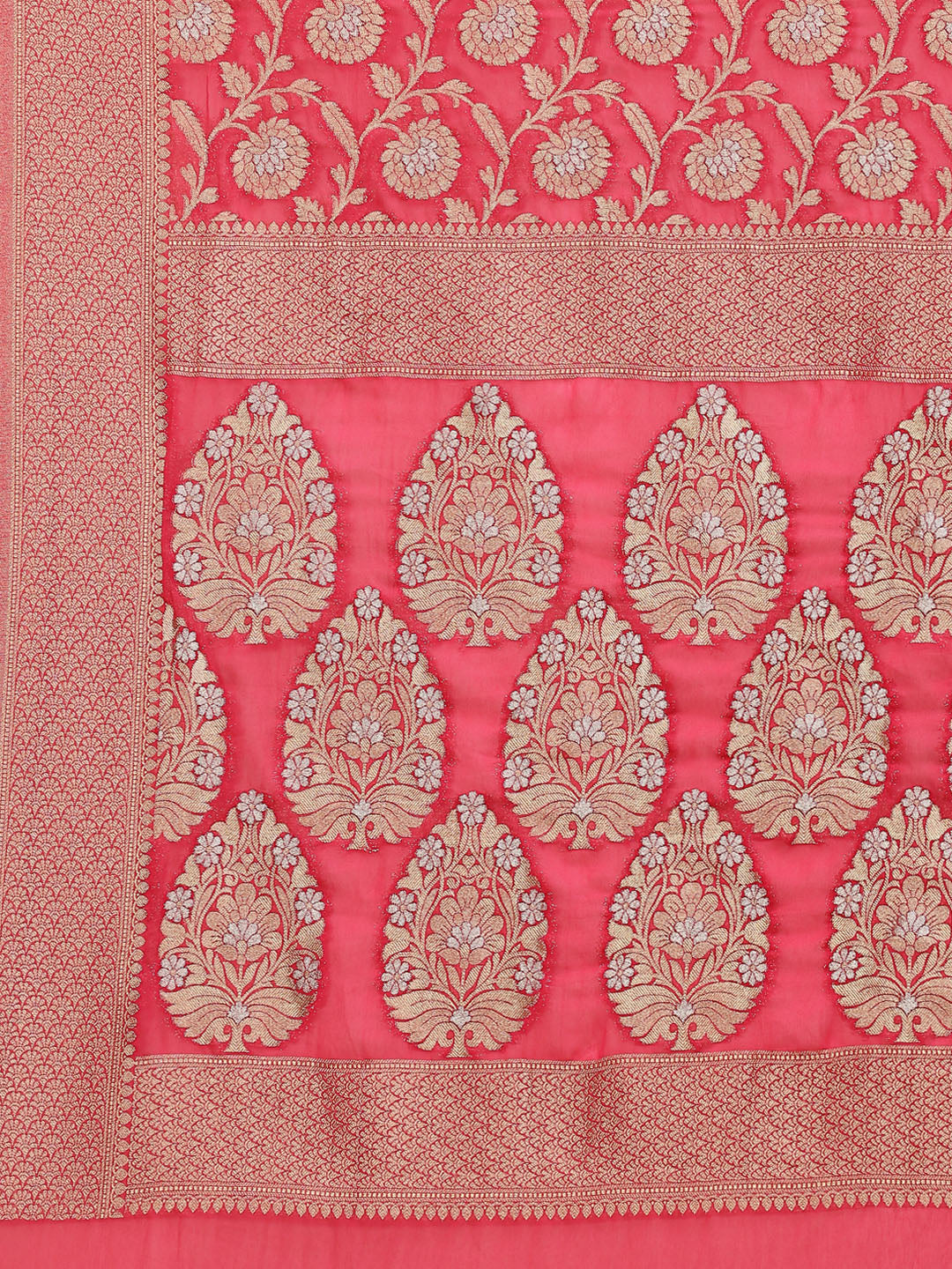 Floral Zari Jaal Georgette  Plain Saree