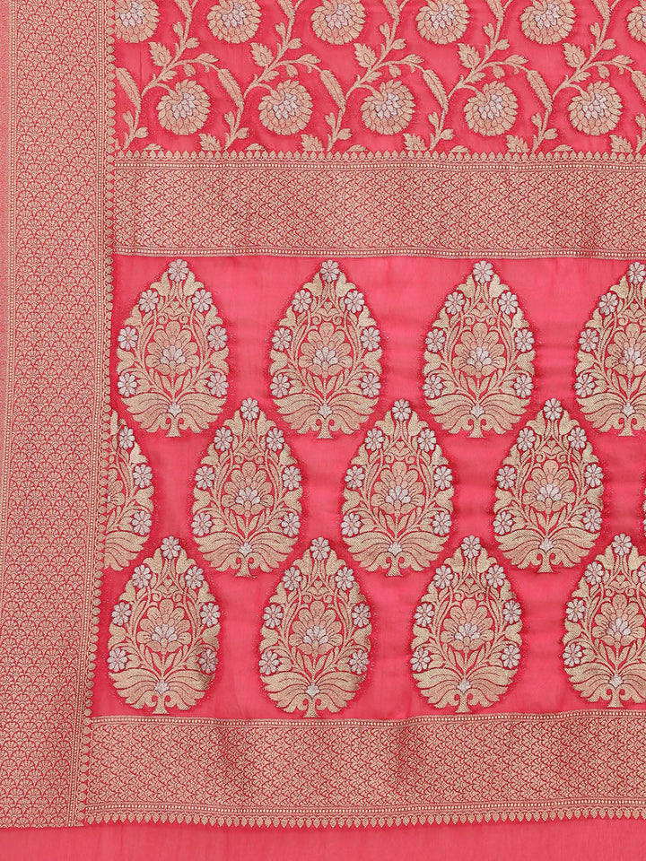 Floral Zari Jaal Georgette  Plain Saree