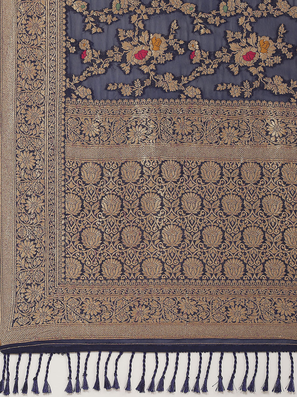 Floral Zari Jaal Georgette Plain Saree