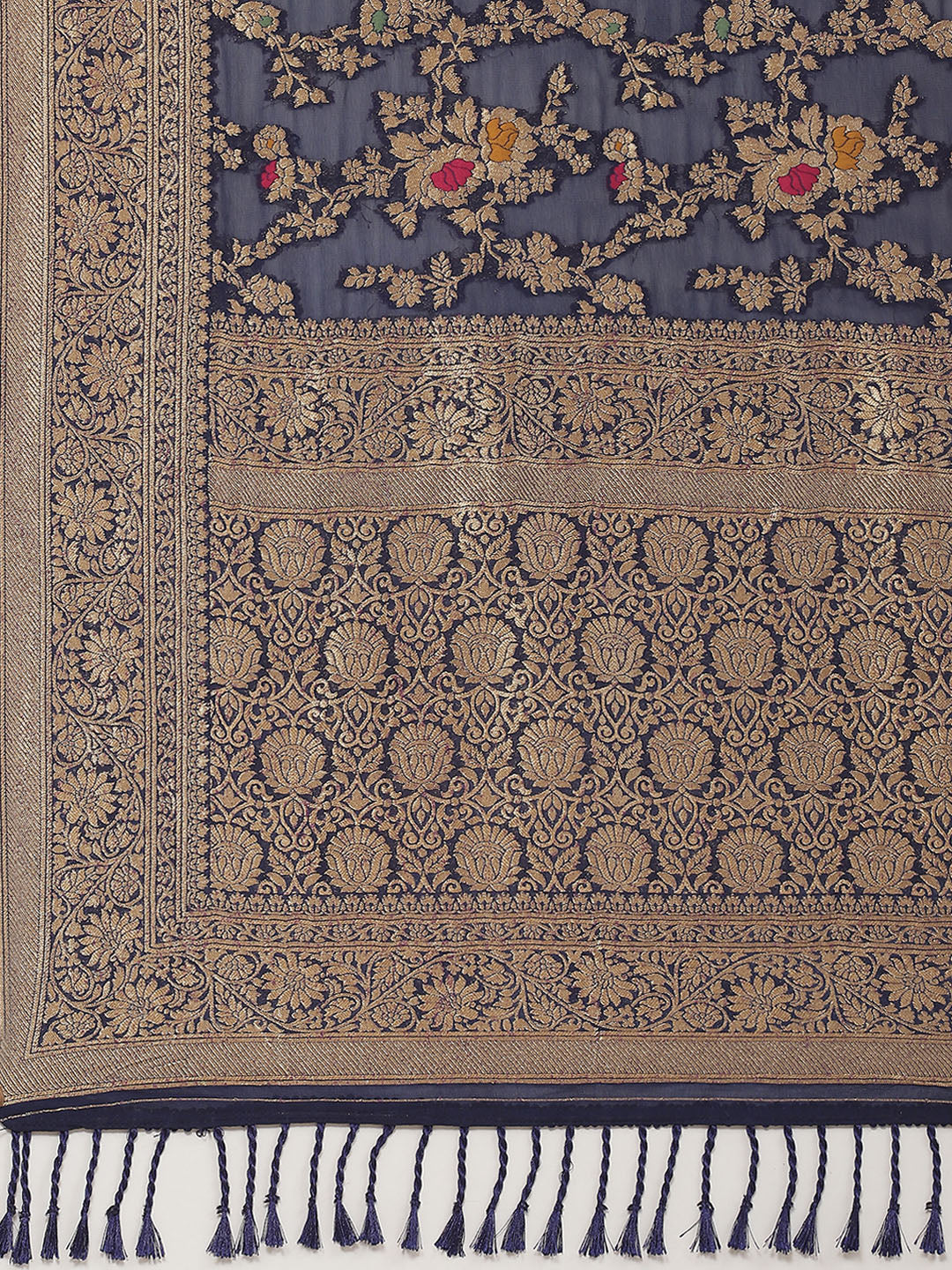 Floral Zari Jaal Georgette Plain Saree