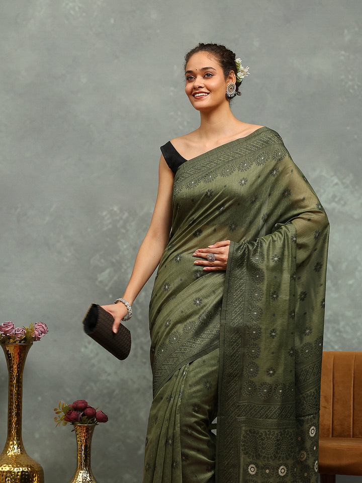 Resham Booti Woven Cotton Saree