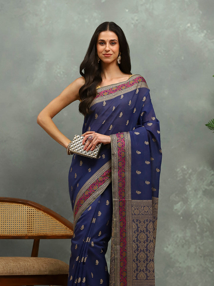 Resham Woven Design Cotton Blend Woven Saree
