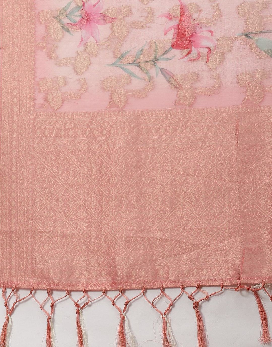 Floral Printed Cotton Linen Saree