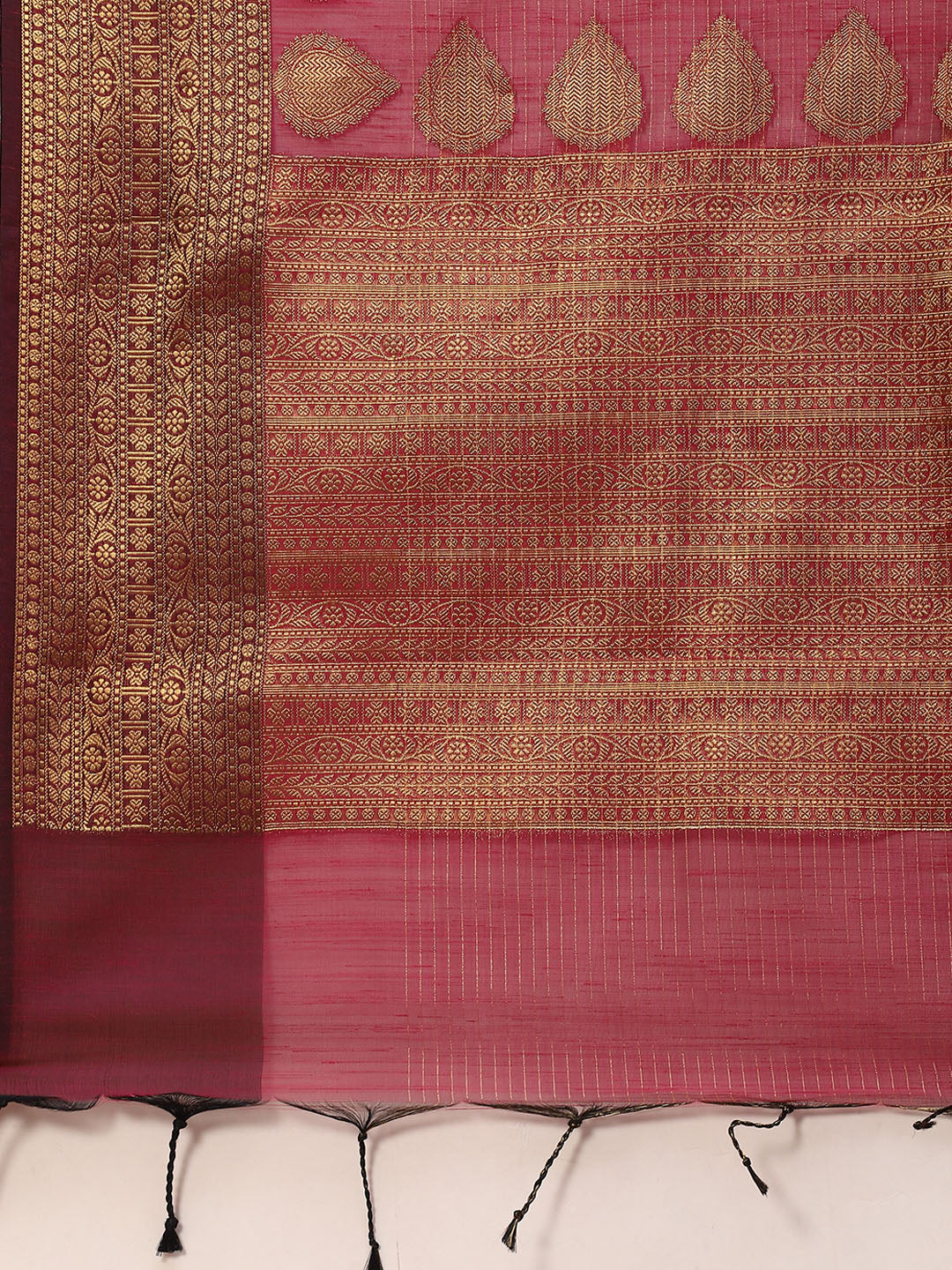 Stripes Zari Jaal Cotton Woven Saree